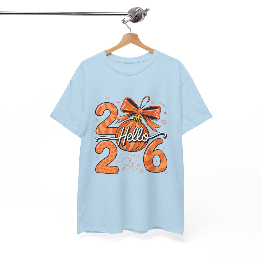 Hello 2026 Christmas Ornament Tee — Festive Orange Holiday Unisex Cotton T-Shirt