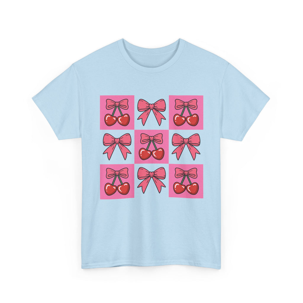 Cherry & Pink Bow Checkered Unisex Cotton Tee