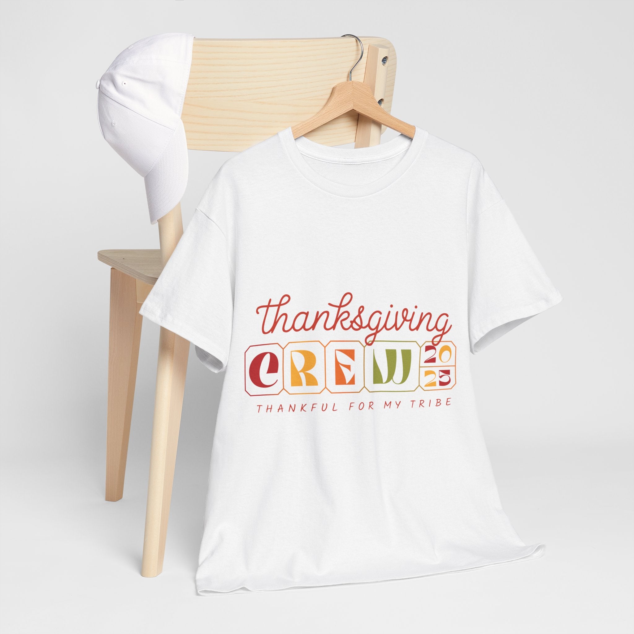 Thanksgiving Crew 2025 Tee — "Thankful for My Tribe" Autumn Holiday Unisex Cotton Tshirt