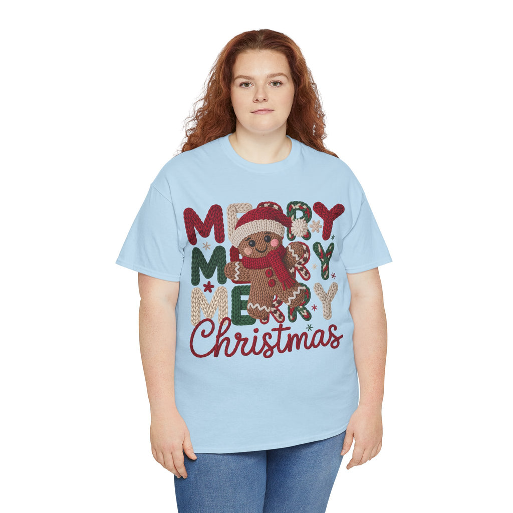 Merry Merry Merry Christmas Gingerbread Unisex Cotton Tee