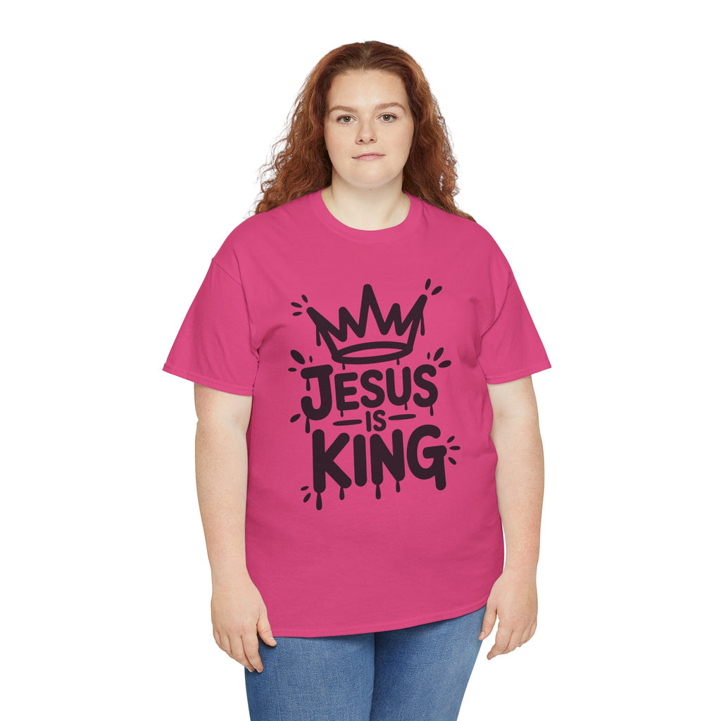 Jesus Is King Crown T-Shirt — Minimalist Christian Unisex Cotton Tee