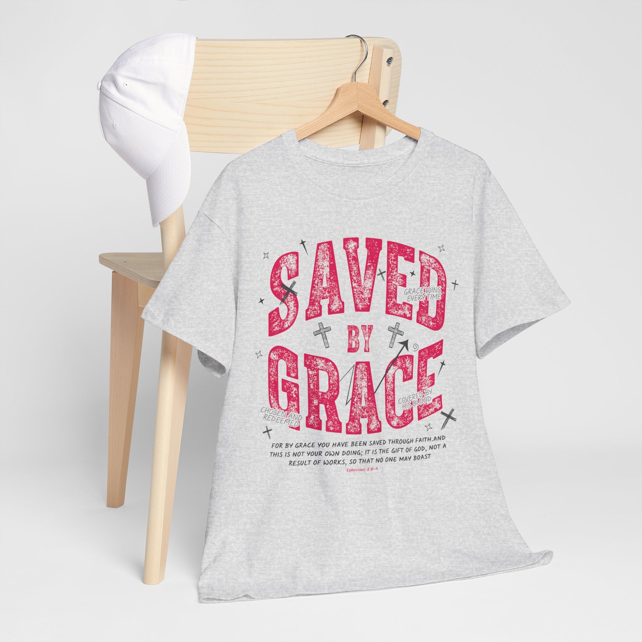 Saved by Grace Ephesians 2:8-9 Unisex Cotton T-Shirt