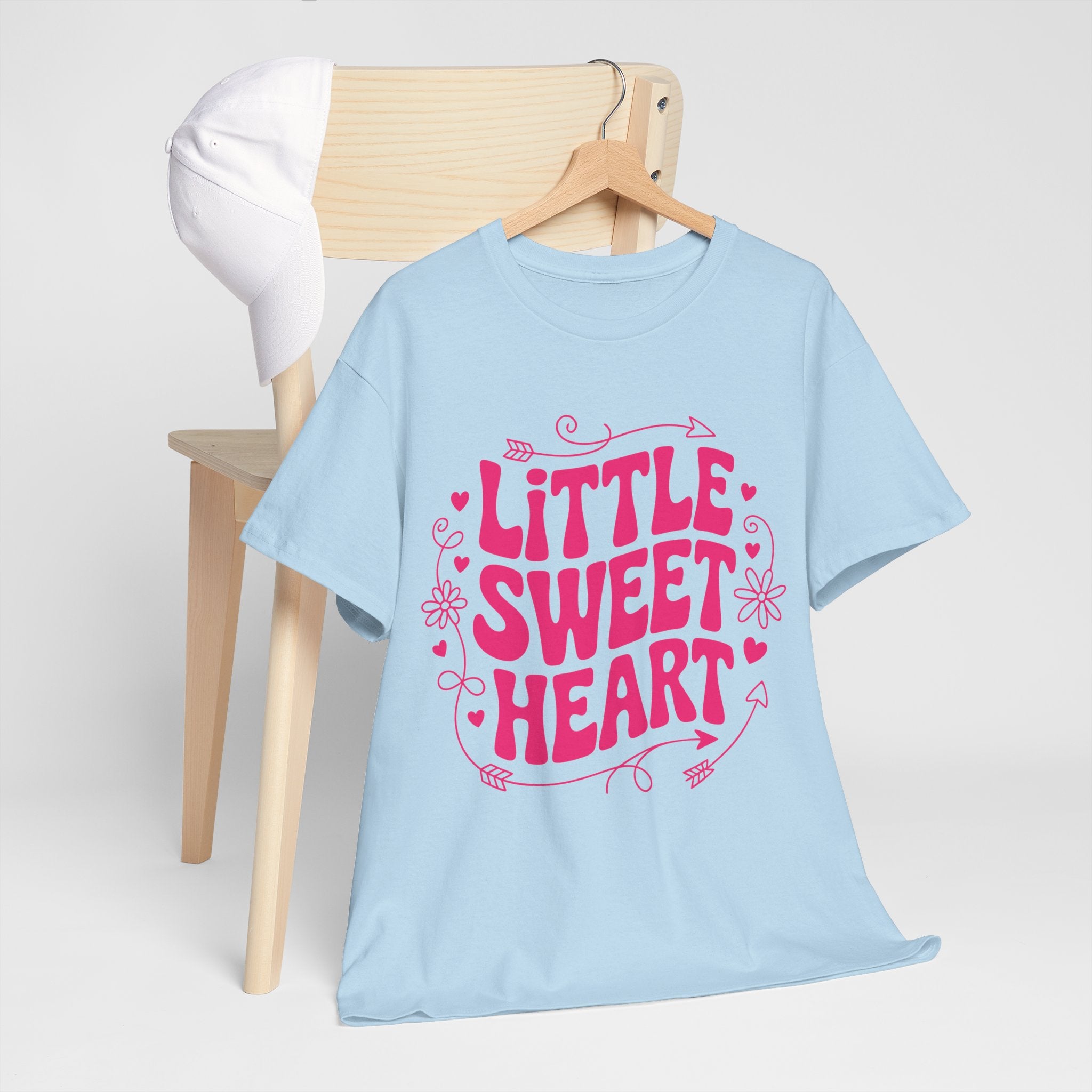 Little Sweetheart Retro Tee — Cute Red Hearts & Flowers Graphic Unisex Cotton Tee