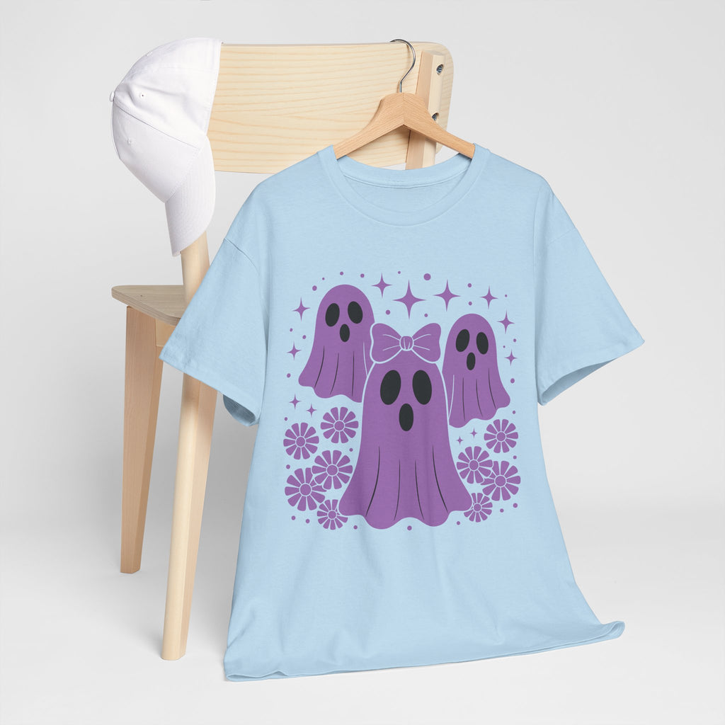 Purple Ghost Halloween Unisex Cotton Tee