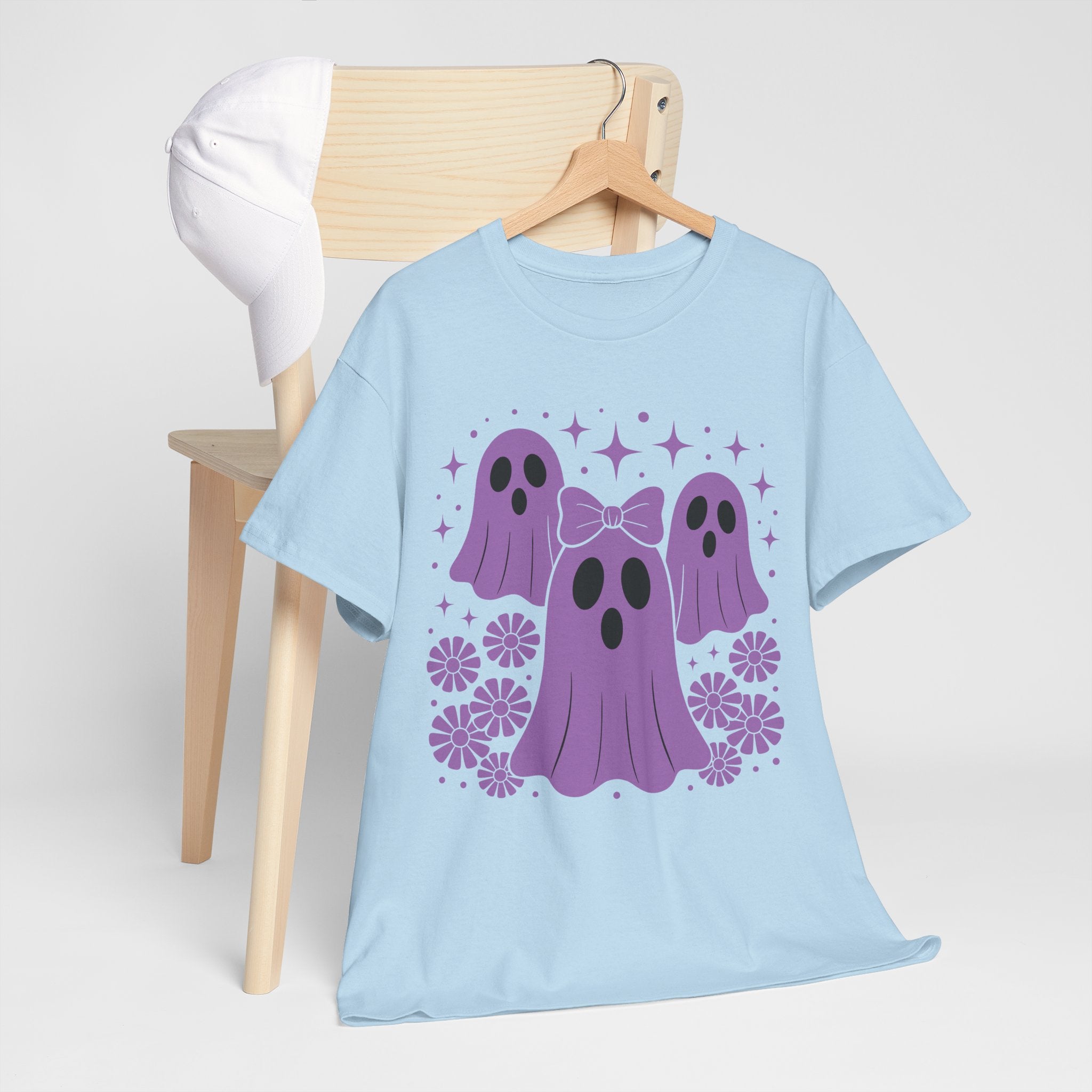 Purple Ghost Halloween Unisex Cotton Tee