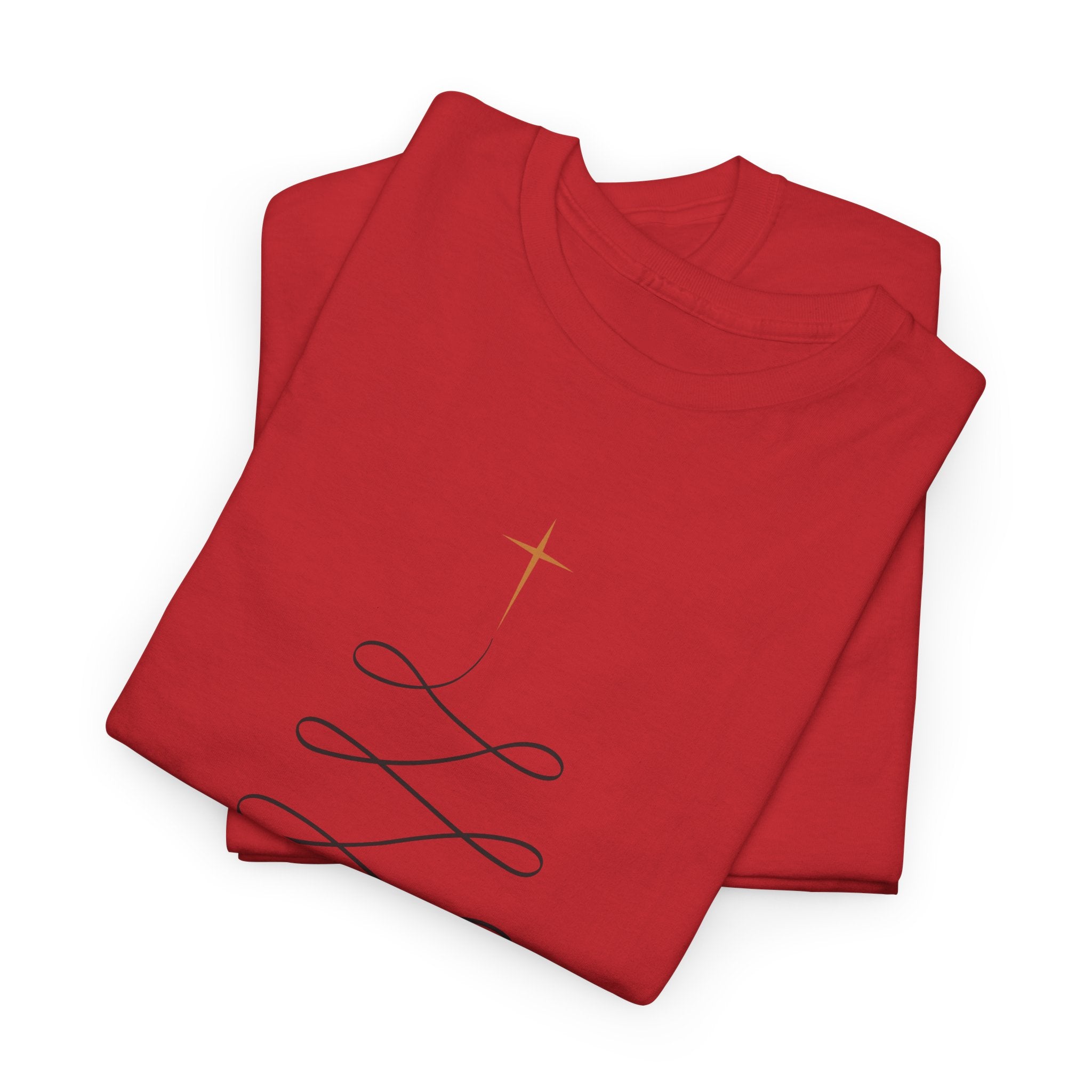 Merry Christmas Gold Cross Tree Unisex Cotton Tee