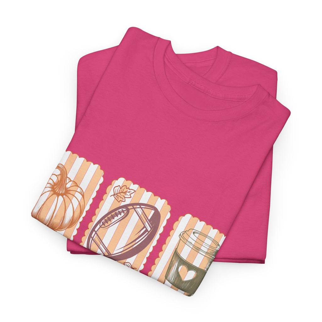 Tis the Season Pumpkin, Football & Coffee Fall Unisex Cotton T-Shirt