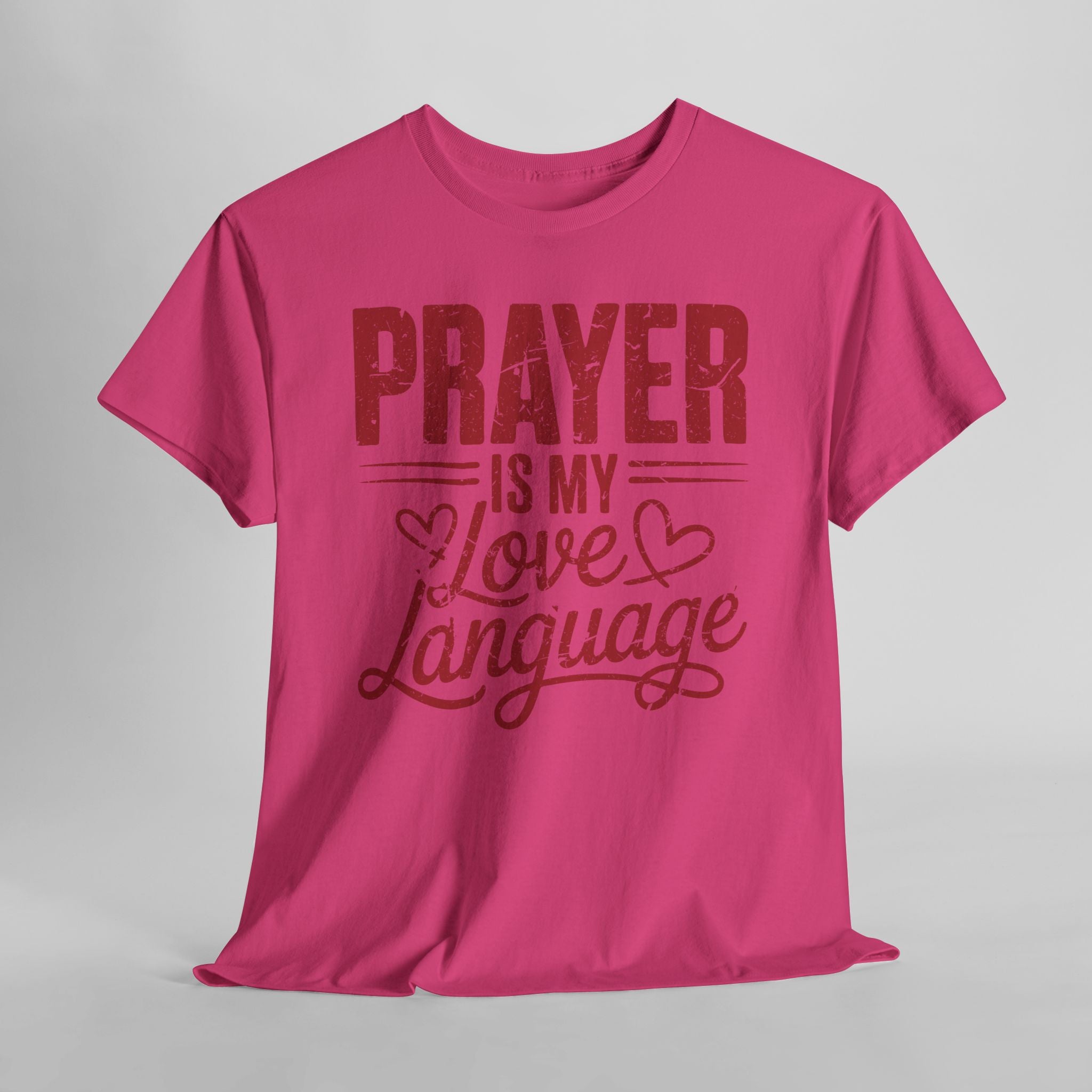 Prayer Is My Love Language T-Shirt — Faith-Inspired Red Hearts Unisex Cotton Tee