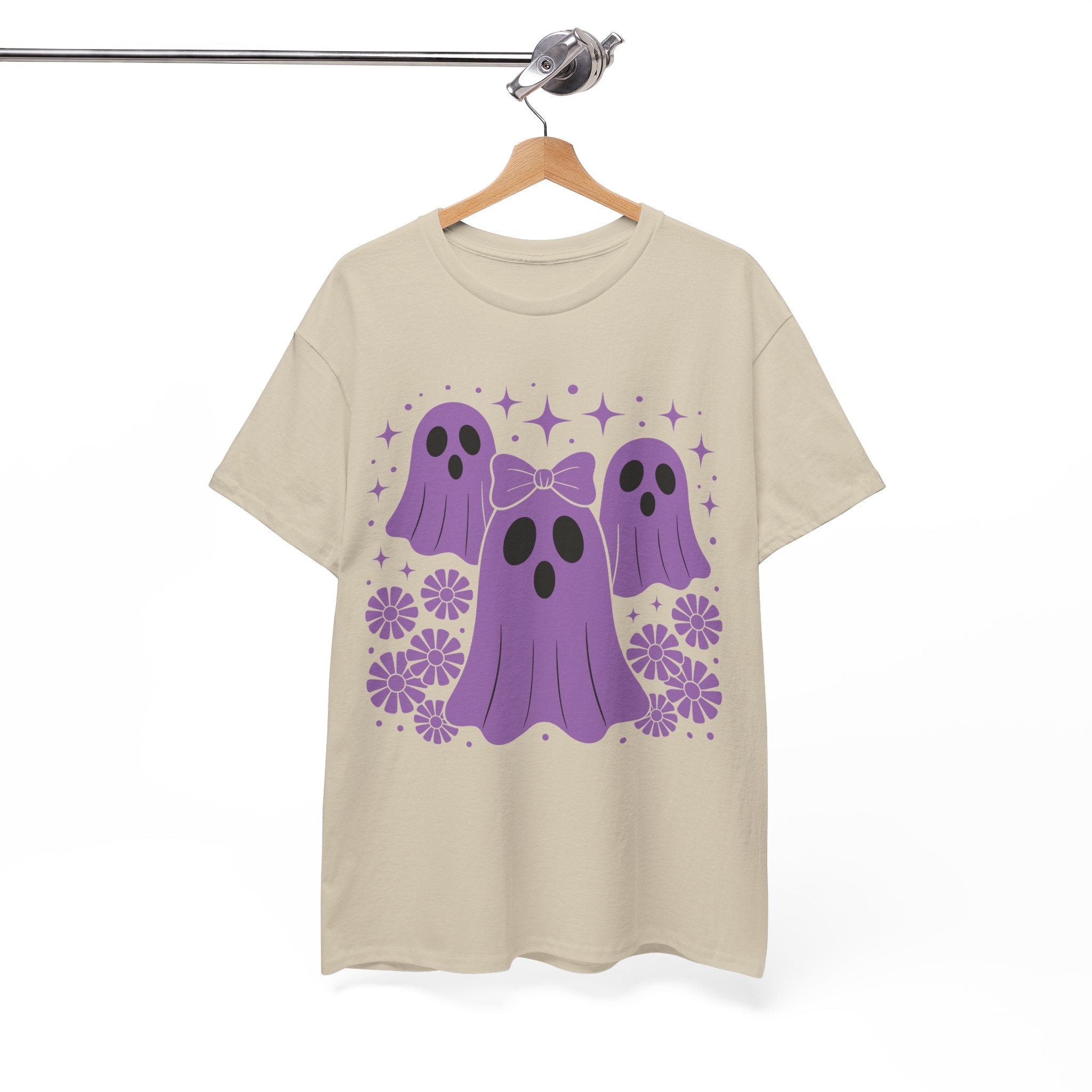 Purple Ghost Halloween Unisex Cotton Tee