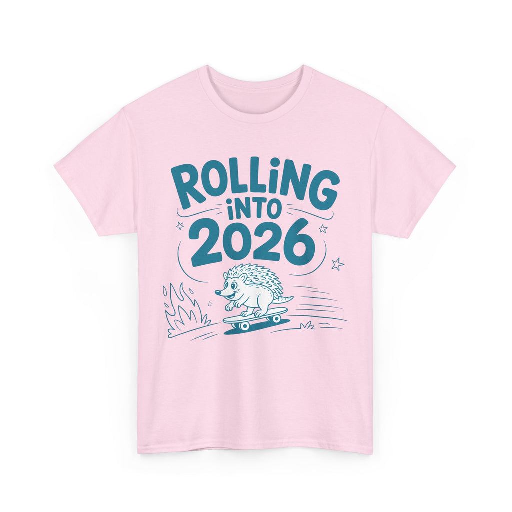 Rolling Into 2026 Hedgehog Skateboard Unisex Cotton Tee