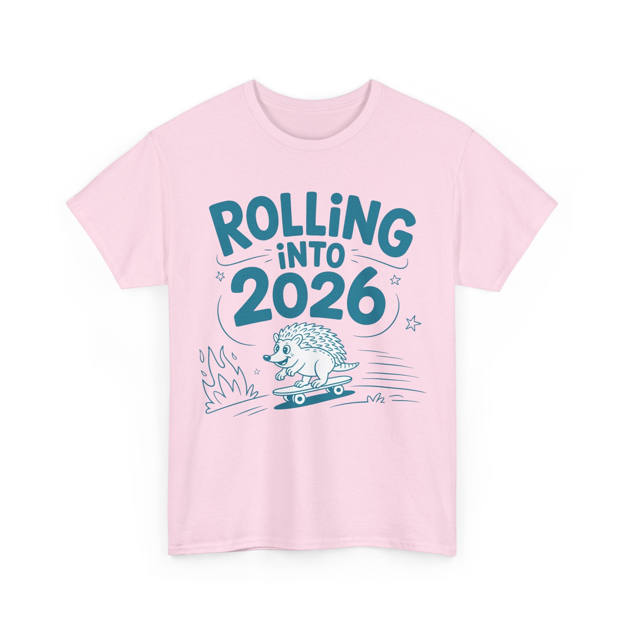 Rolling Into 2026 Hedgehog Skateboard Unisex Cotton Tee