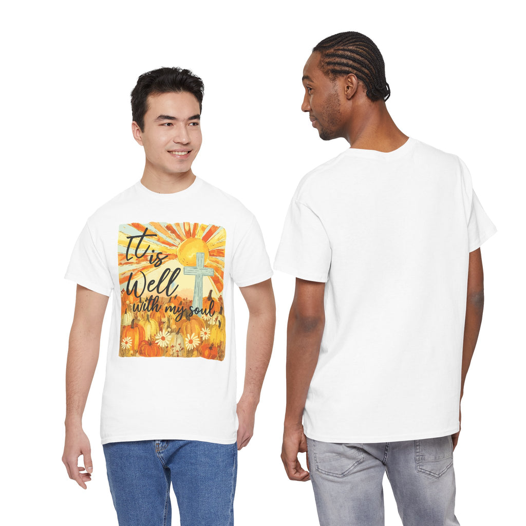 It Is Well With My Soul Pumpkin Sunrise Unisex Cotton T-Shirt