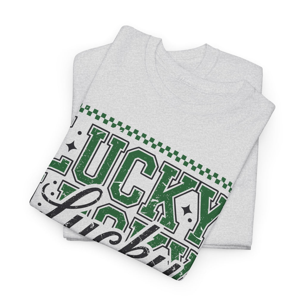 Lucky Varsity Tee — Layered Green ‘Lucky’ Graphic Unisex Cotton Tee