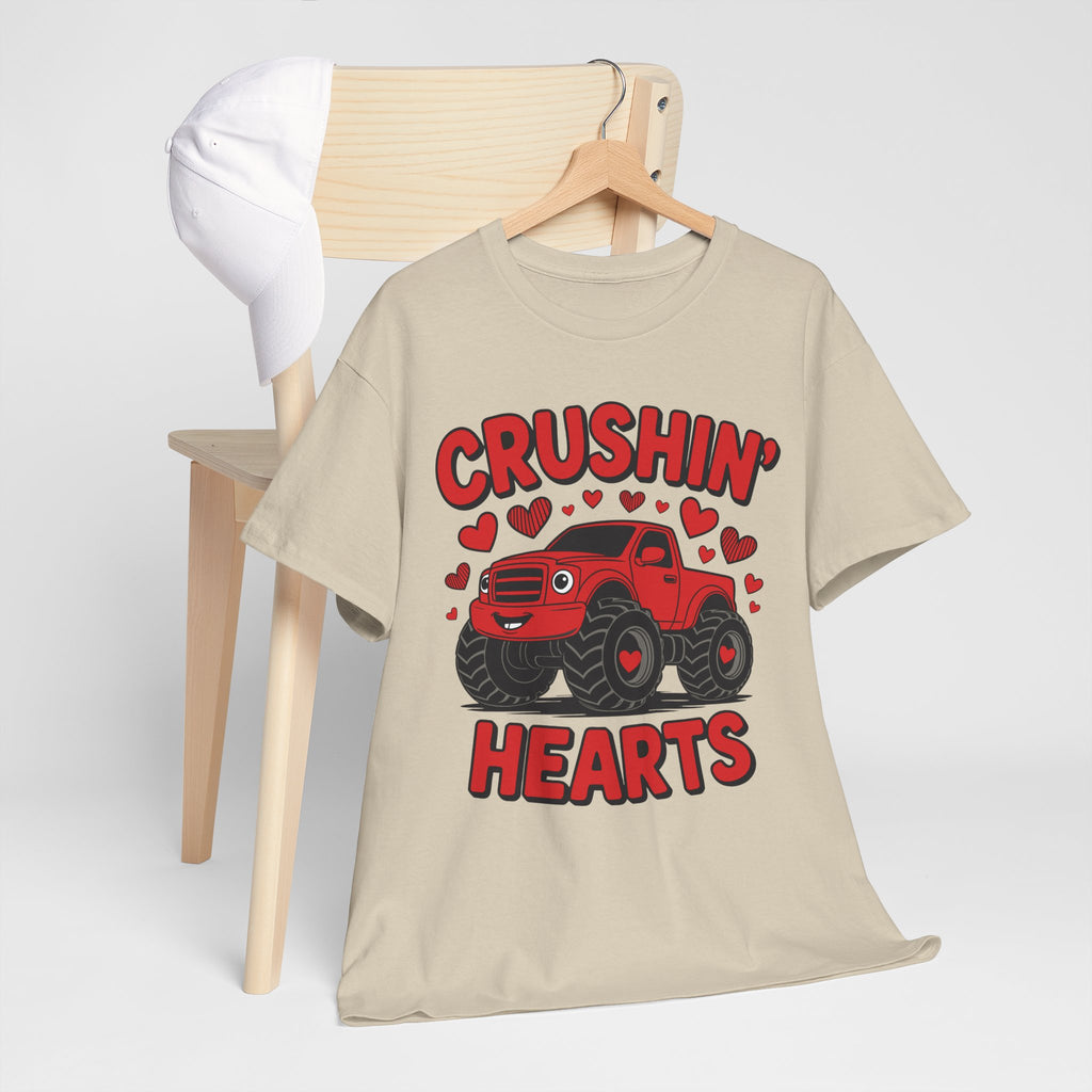 Crushin’ Hearts Valentine Monster Truck Unisex Cotton Tee