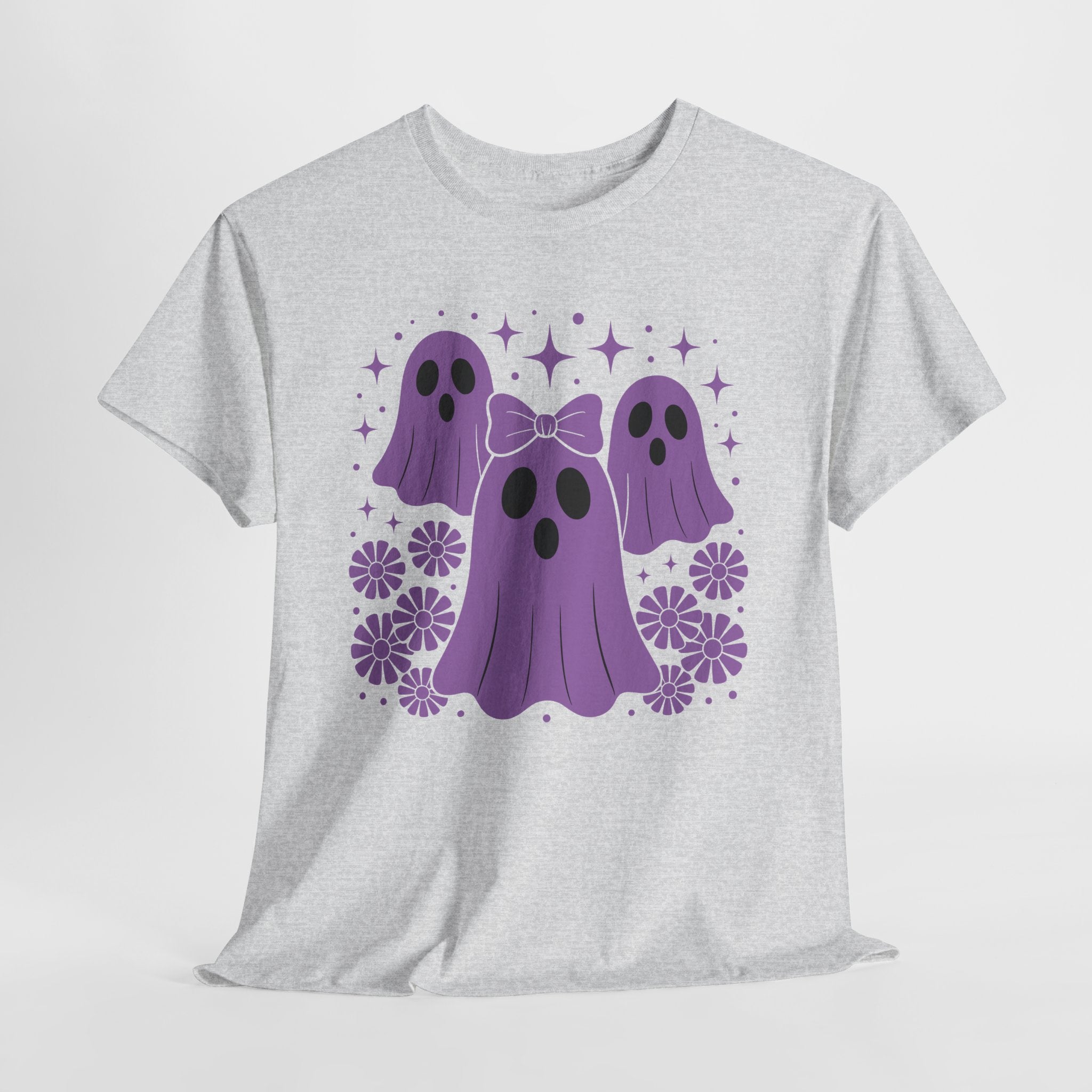Purple Ghost Halloween Unisex Cotton Tee