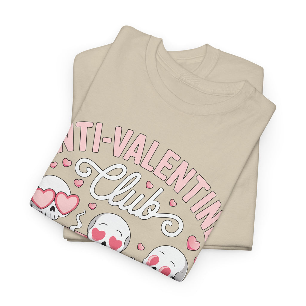 Anti-Valentine Club Skeleton Tee — Anti-Romance Pink Couch Graphic Unisex Cotton T-Shirt