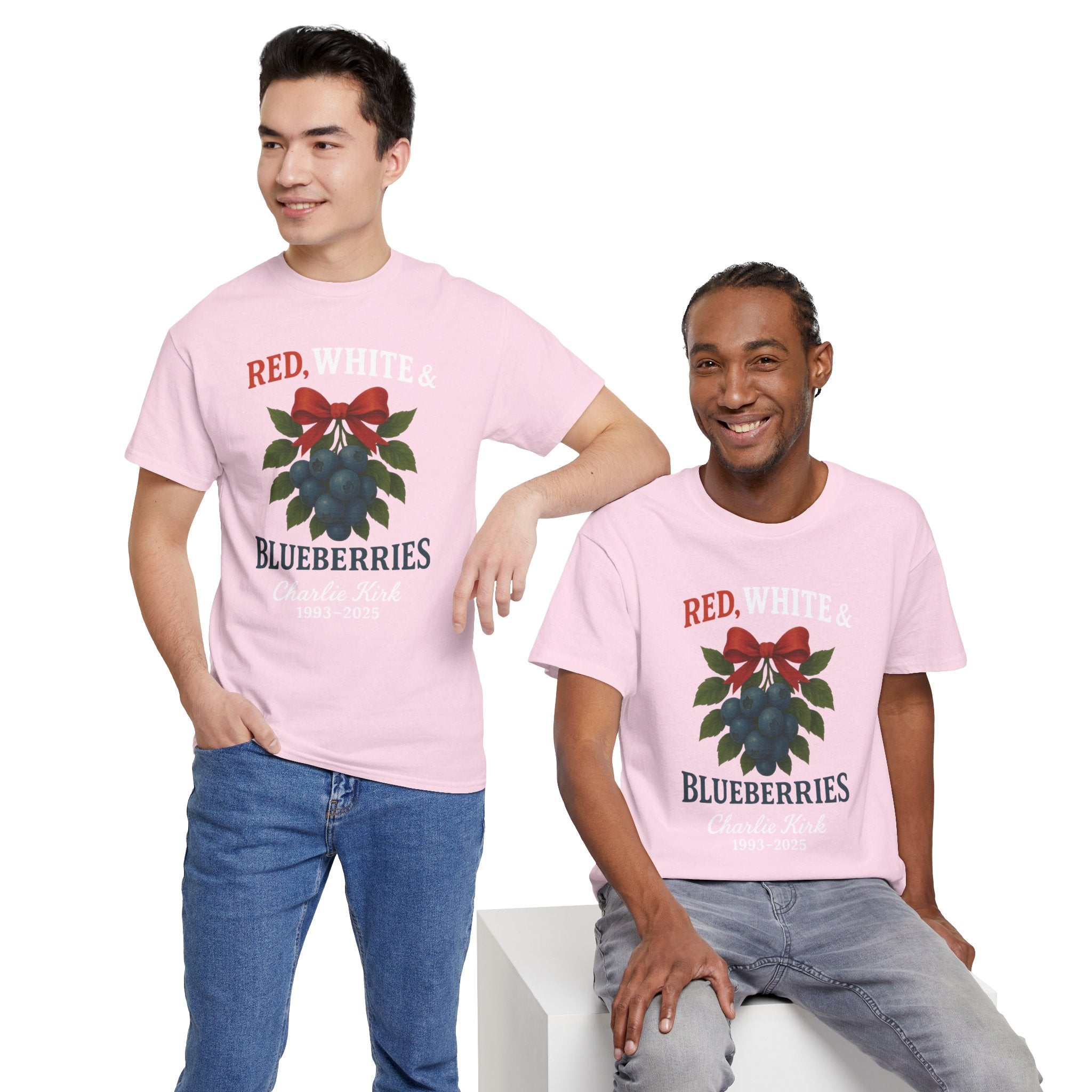 Red, White & Blueberries T-Shirt — Patriotic Blueberry Graphic Unisex Cotton Tee