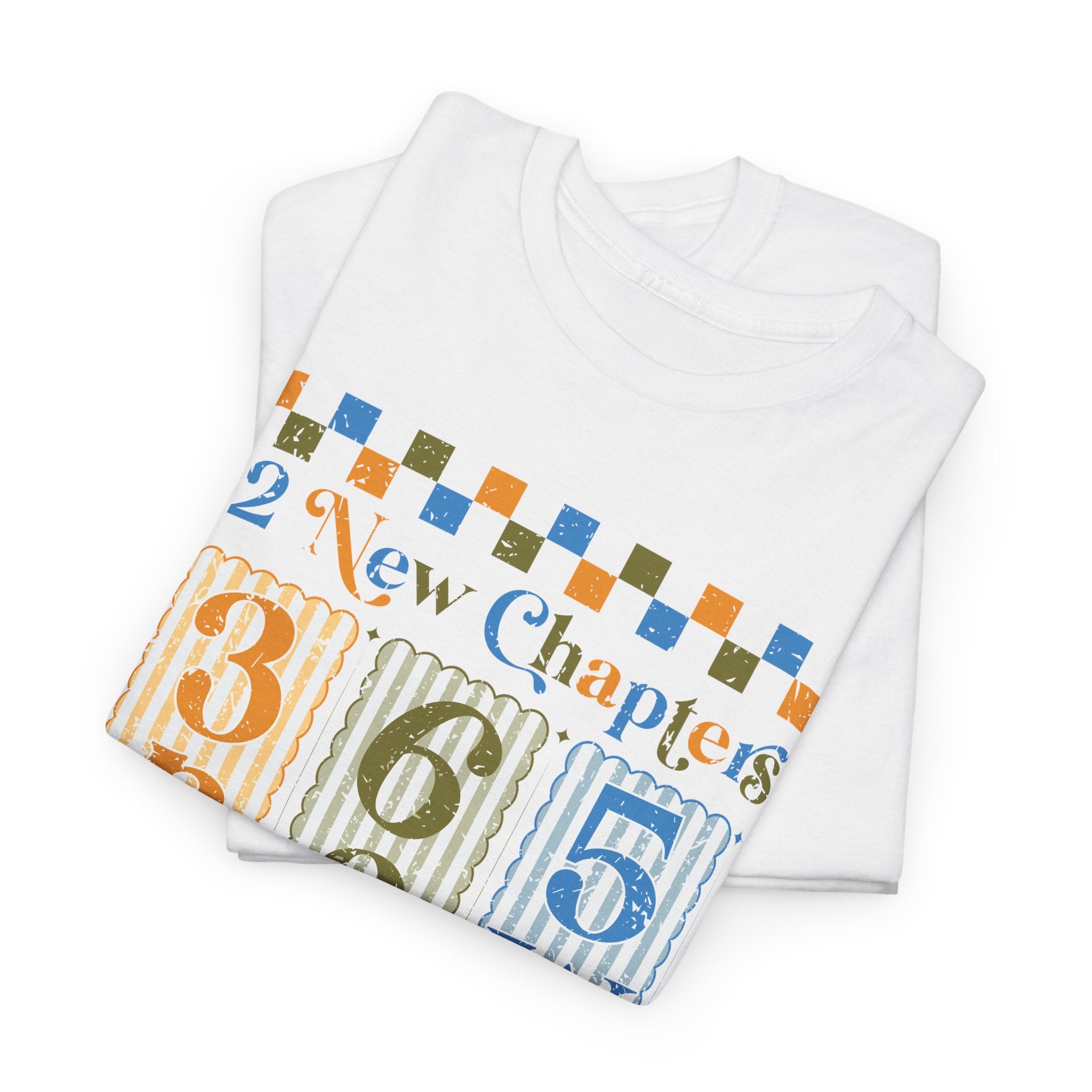 Retro '12 New Chapters, 365 New Chances' T-Shirt — Colorful Distressed Vintage Unisex Cotton Tee