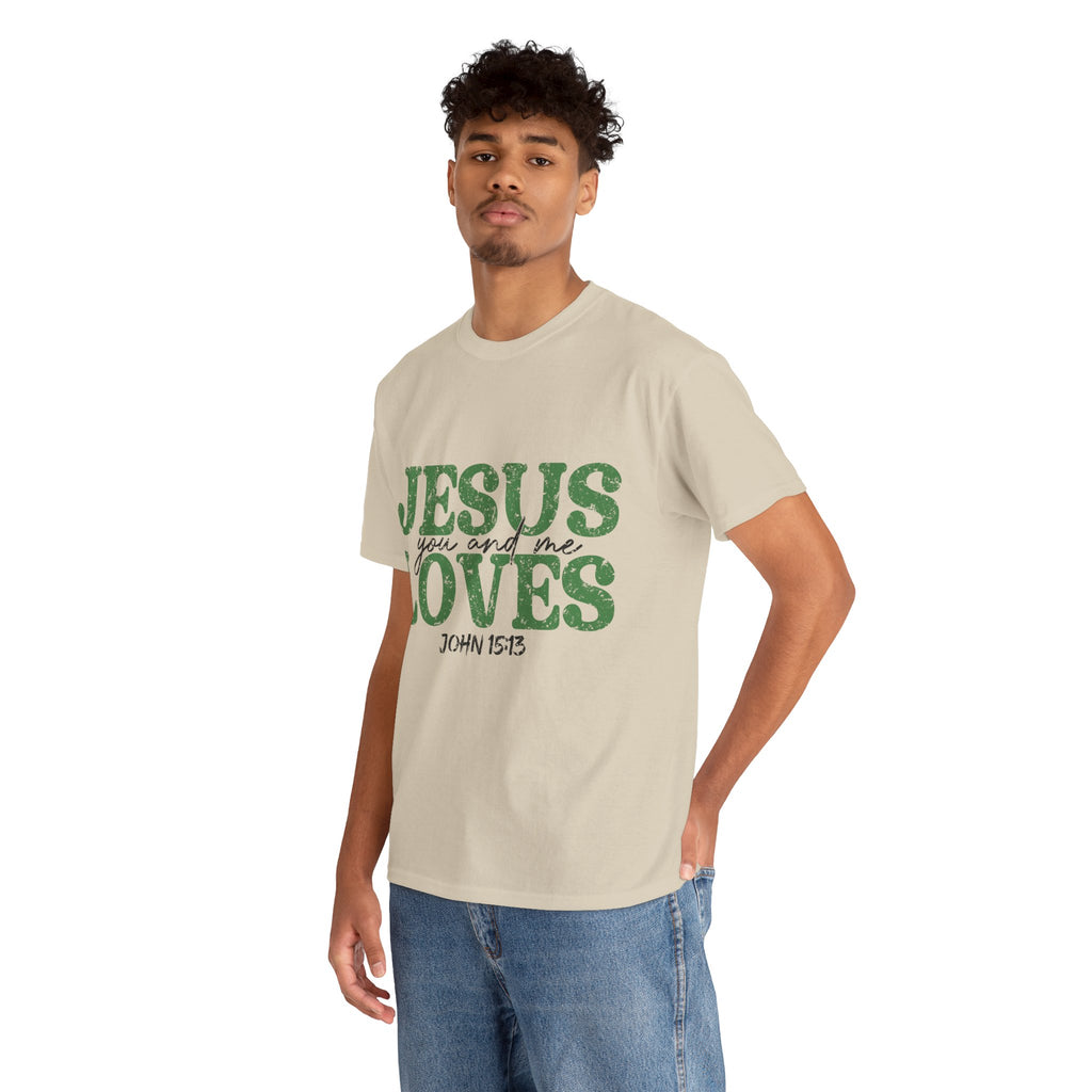 Jesus Loves Vintage Tee — Green Retro Christian Unisex Cotton T-Shirt