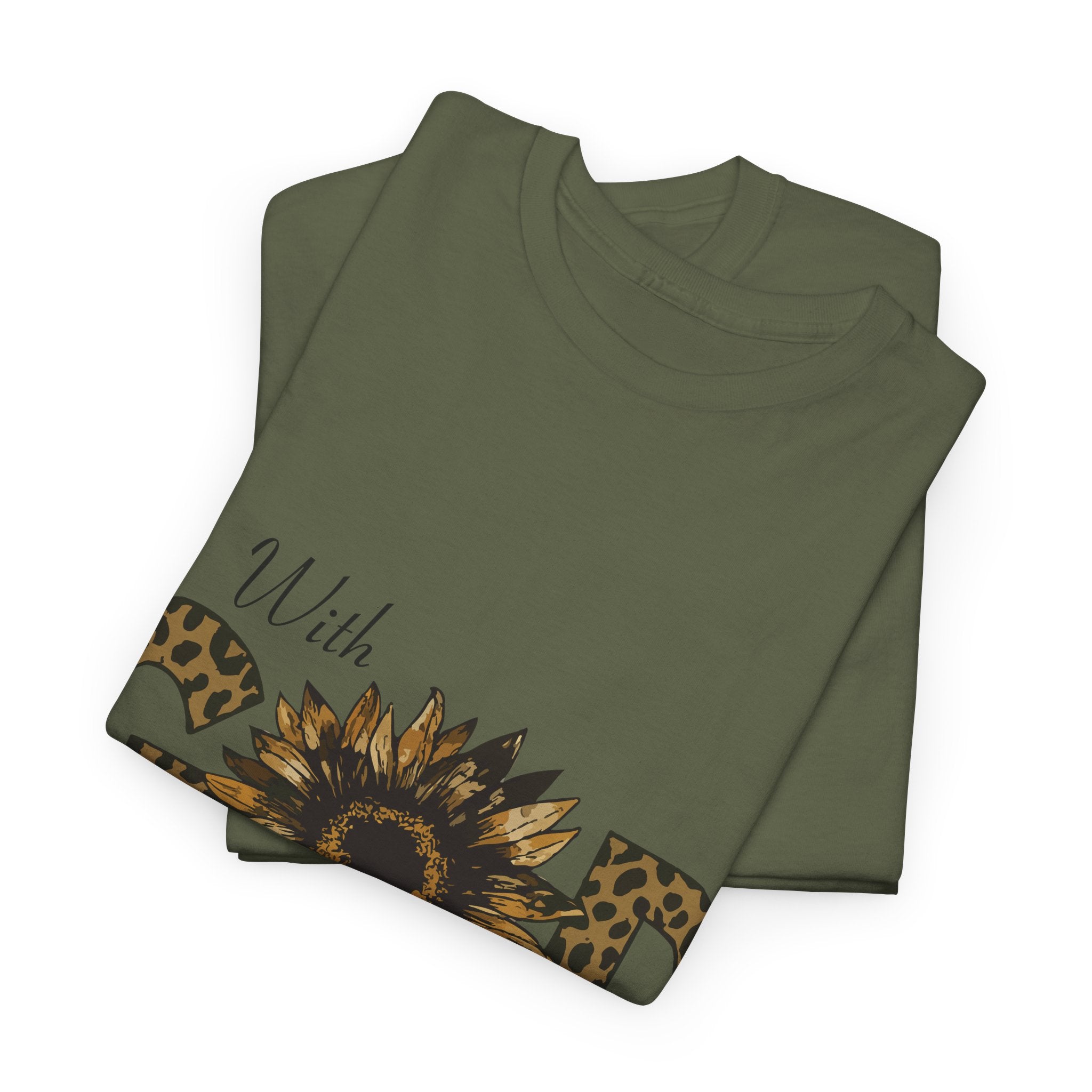 GOD Leopard Print Sunflower Unisex Cotton Tee