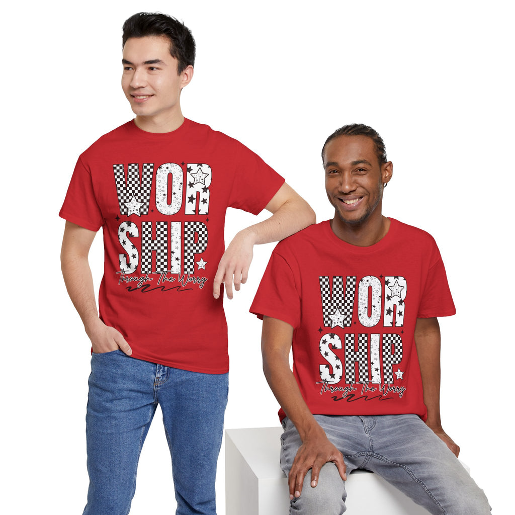 WORSHIP Through The Worry Checkerboard Unisex Cotton Tee