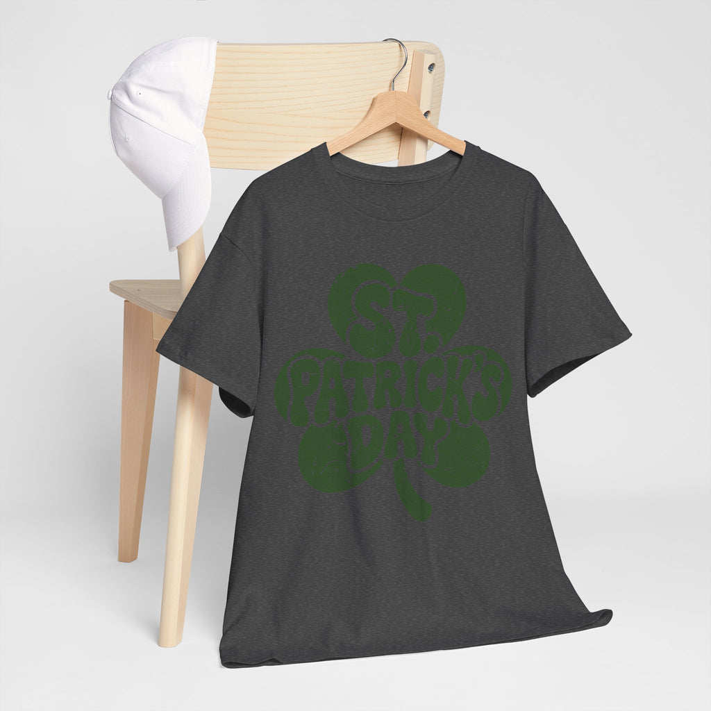 St. Patrick's Day Shamrock Tee — Retro Bubble Lettering Unisex Cotton Tee