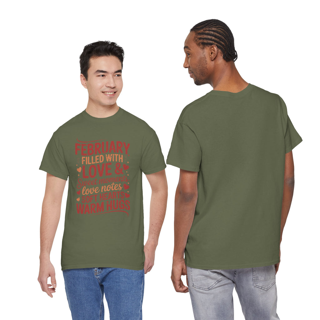 February Filled With Love Tee — Cozy Love Notes Valentine's Unisex Cotton Tshirt