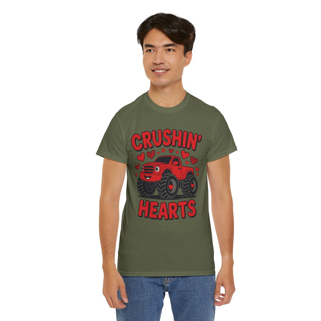 Crushin’ Hearts Valentine Monster Truck Unisex Cotton Tee