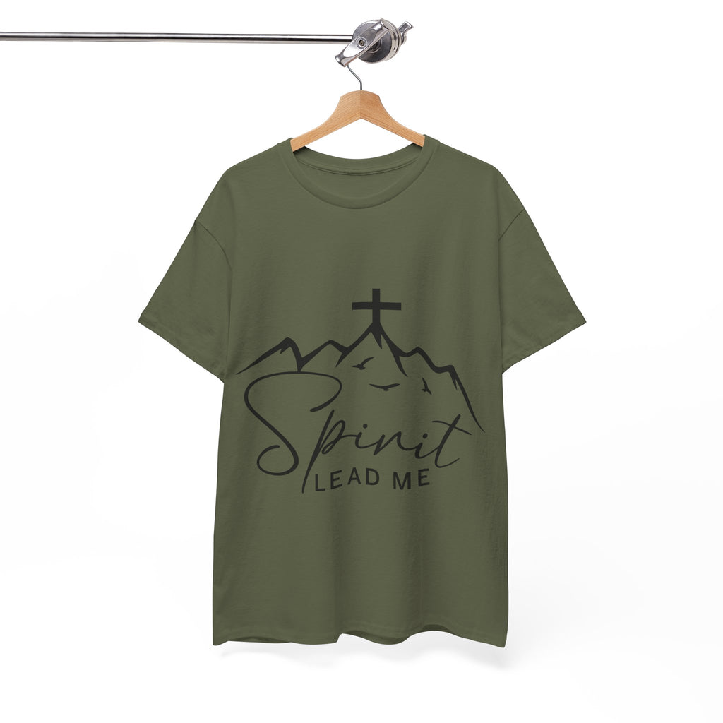 Spirit Lead Me Christian T‑Shirt — Minimalist Cross Unisex Cotton Tee