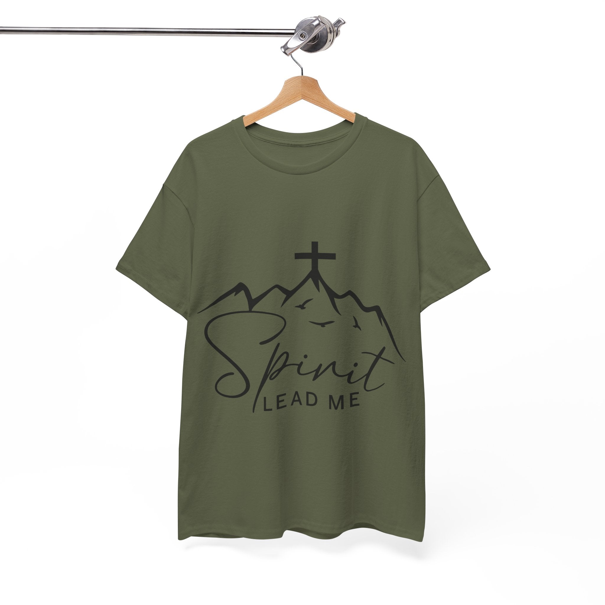 Spirit Lead Me Christian T‑Shirt — Minimalist Cross Unisex Cotton Tee