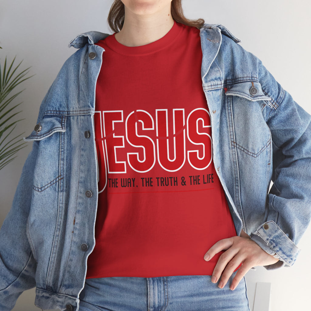 Jesus The Way The Truth & The Life T-Shirt — Bold Red Christian Unisex Cotton Tee