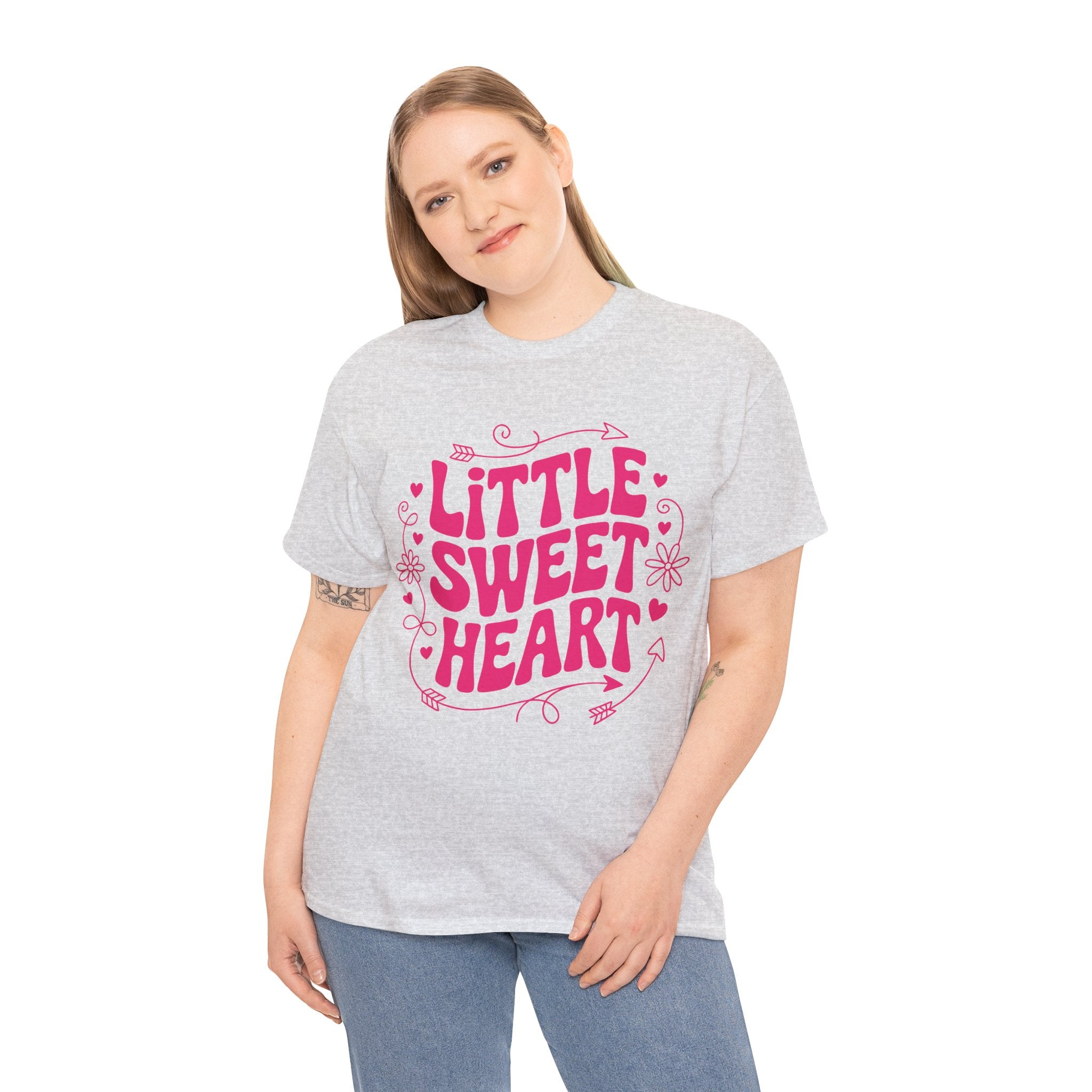 Little Sweetheart Retro Tee — Cute Red Hearts & Flowers Graphic Unisex Cotton Tee