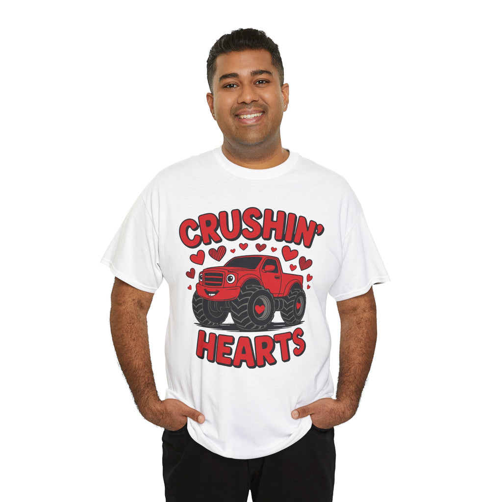 Crushin’ Hearts Valentine Monster Truck Unisex Cotton Tee