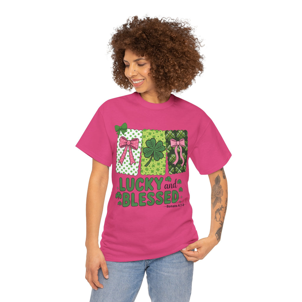 Lucky and Blessed Clover Unisex Cotton Tee