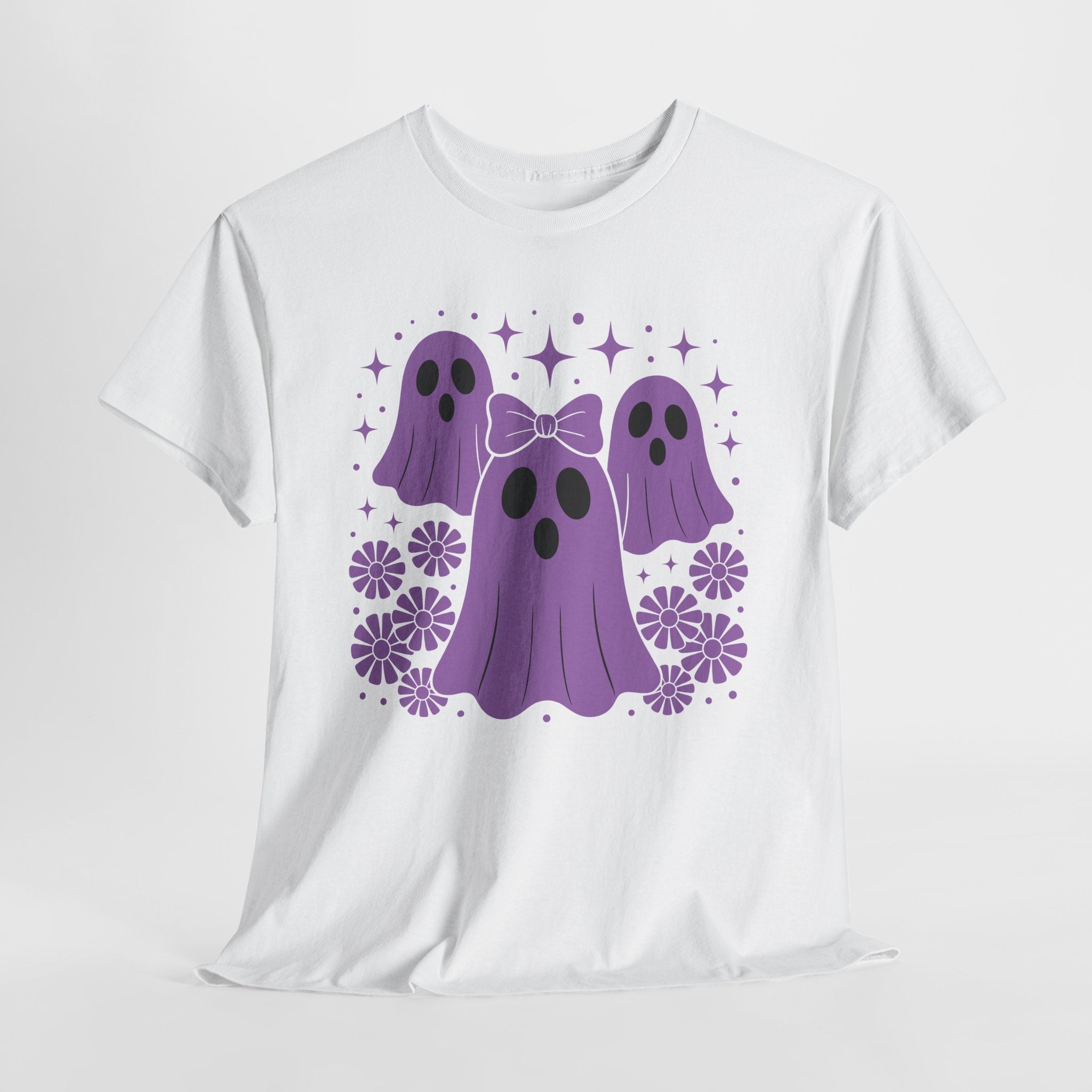 Purple Ghost Halloween Unisex Cotton Tee