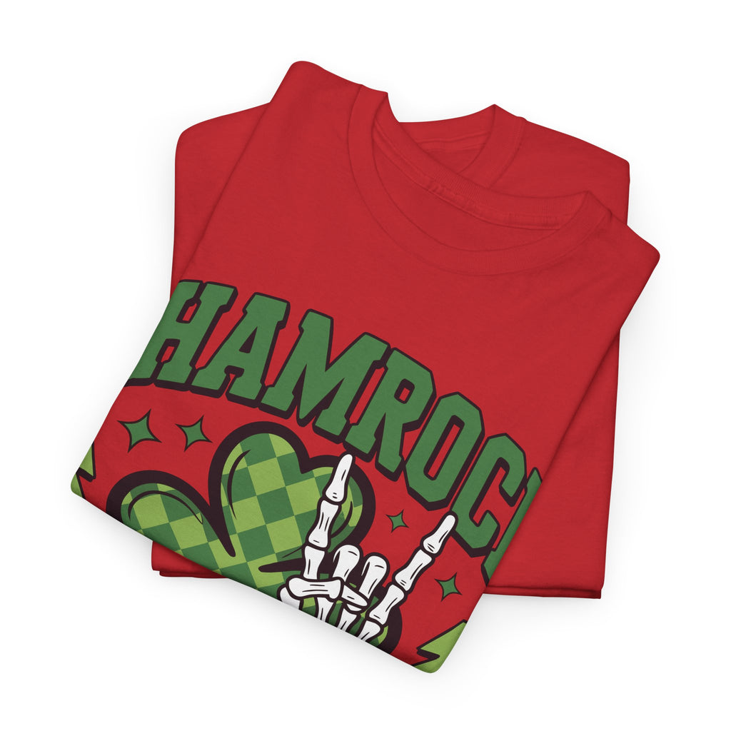 Shamrock and Roll Tee — Skeleton Hand & Lightning St. Patrick’s Rock Unisex Cotton Shirt