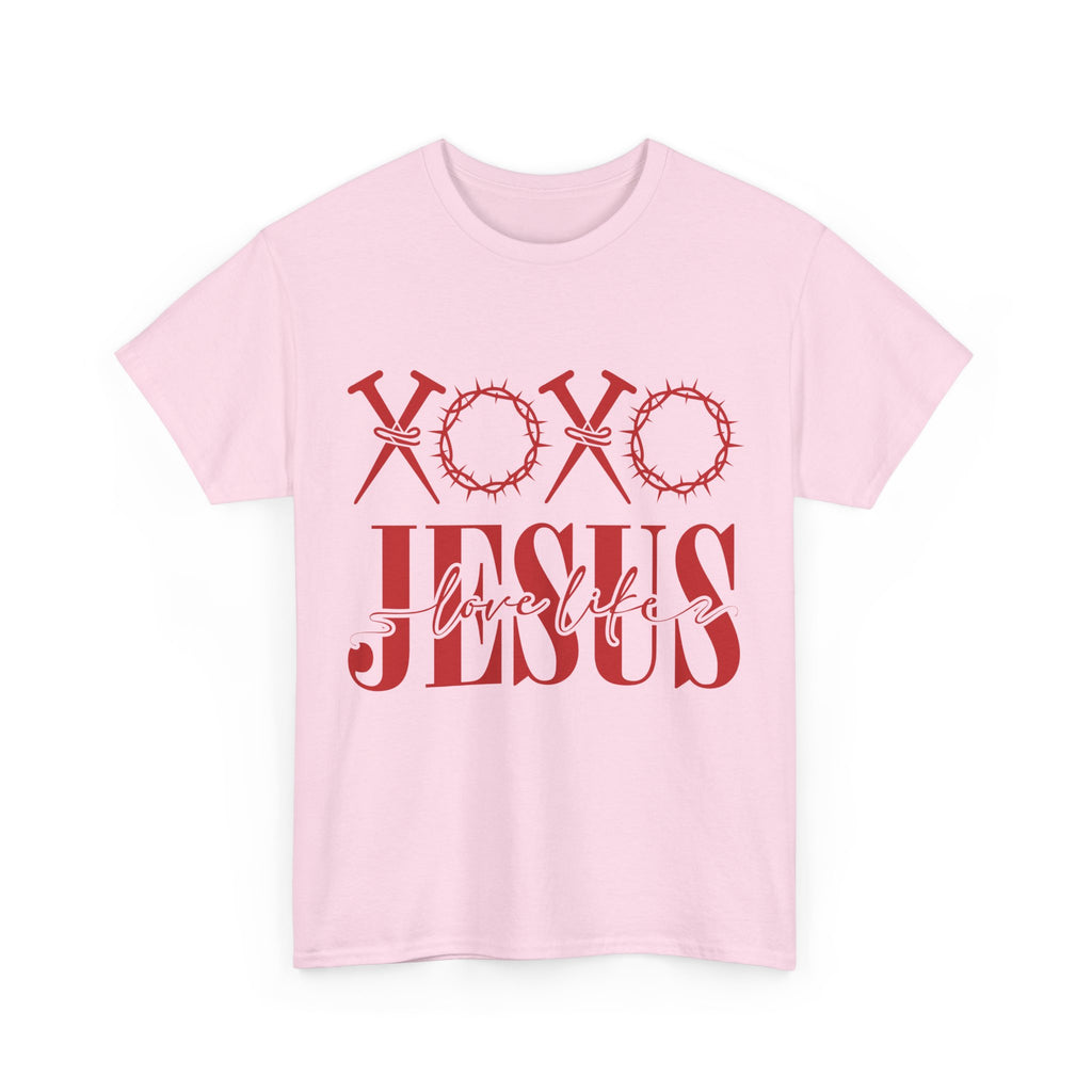 Christian Valentine T-Shirt — "XOXO Jesus Love Life" Nails & Thorn Crown Design Unisex Cotton Tee