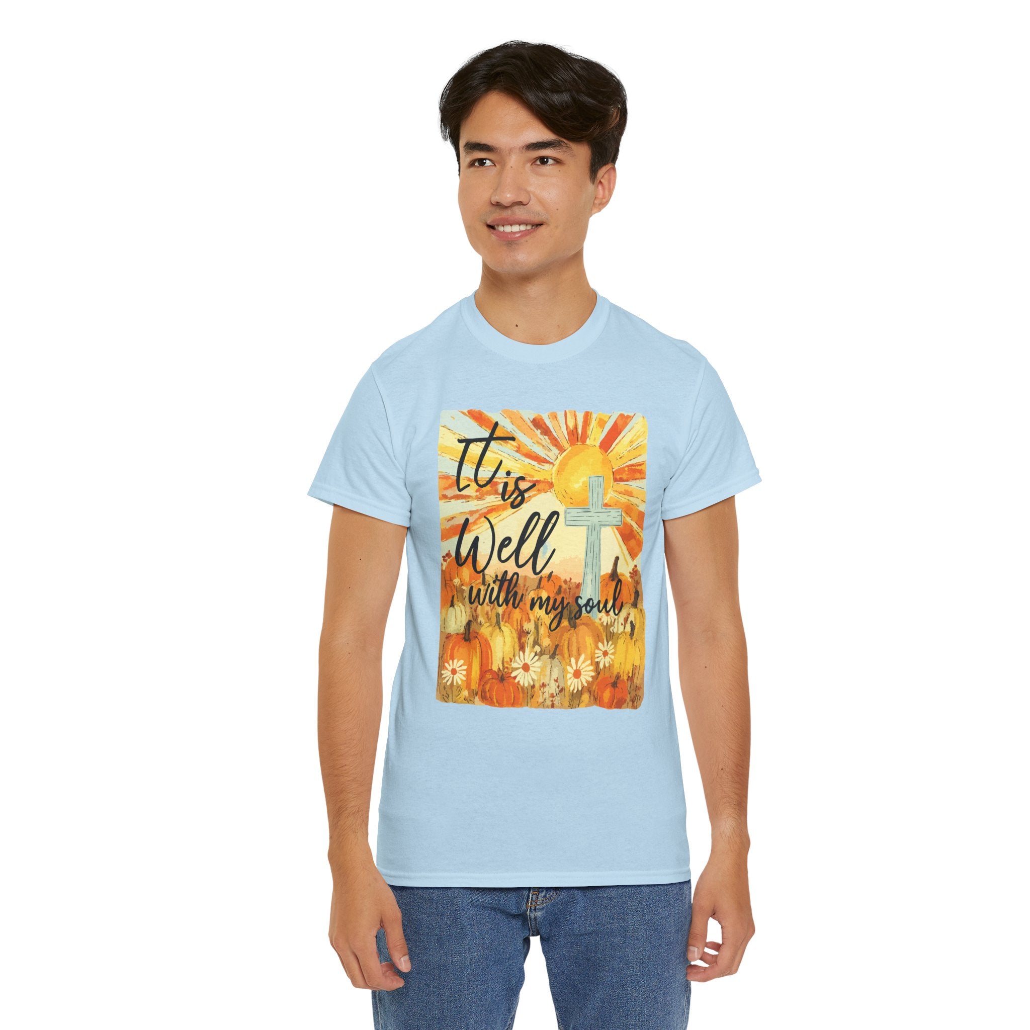 It Is Well With My Soul Pumpkin Sunrise Unisex Cotton T-Shirt