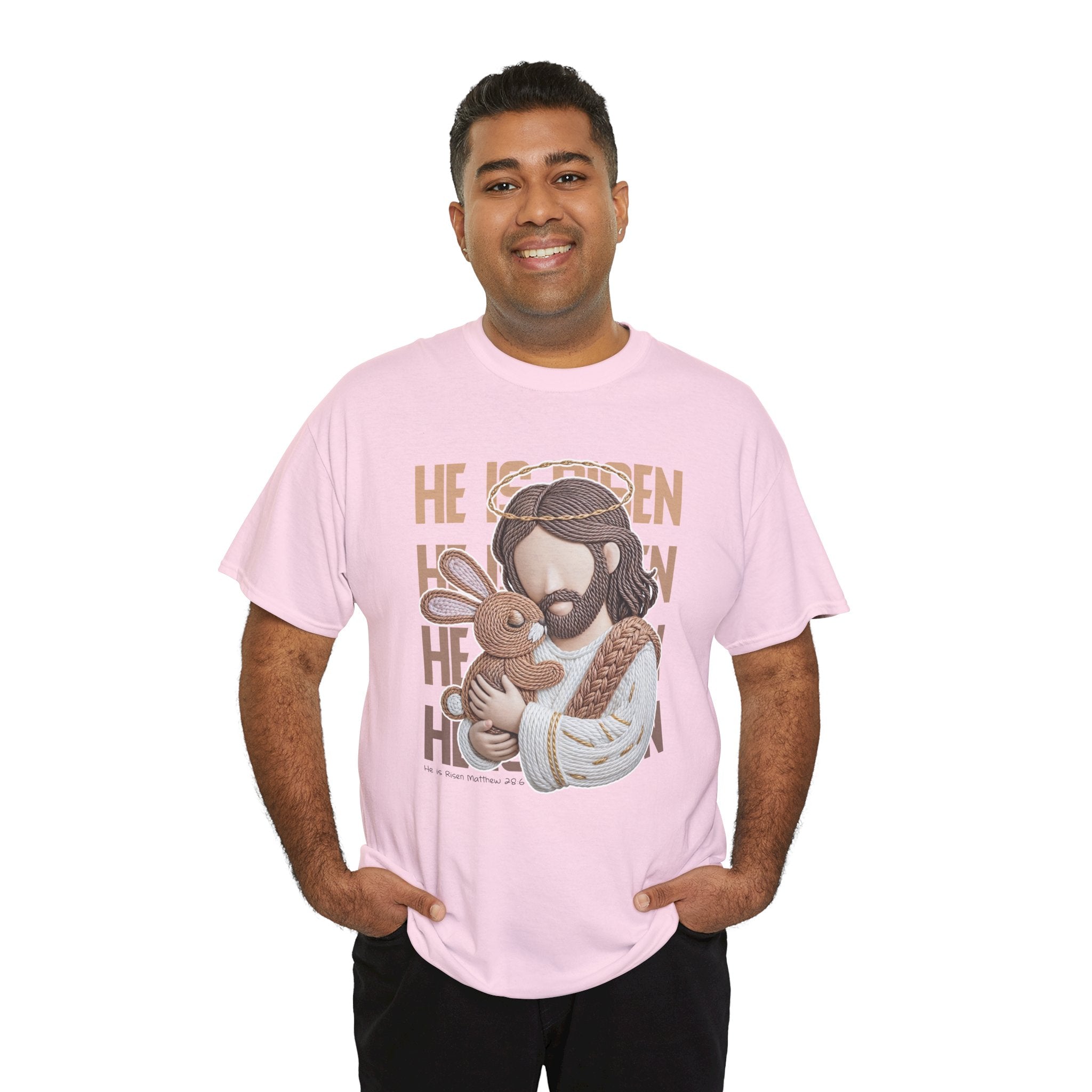He Is Risen Matthew 28:6 Jesus With Lamb Unisex Cotton T-Shirt