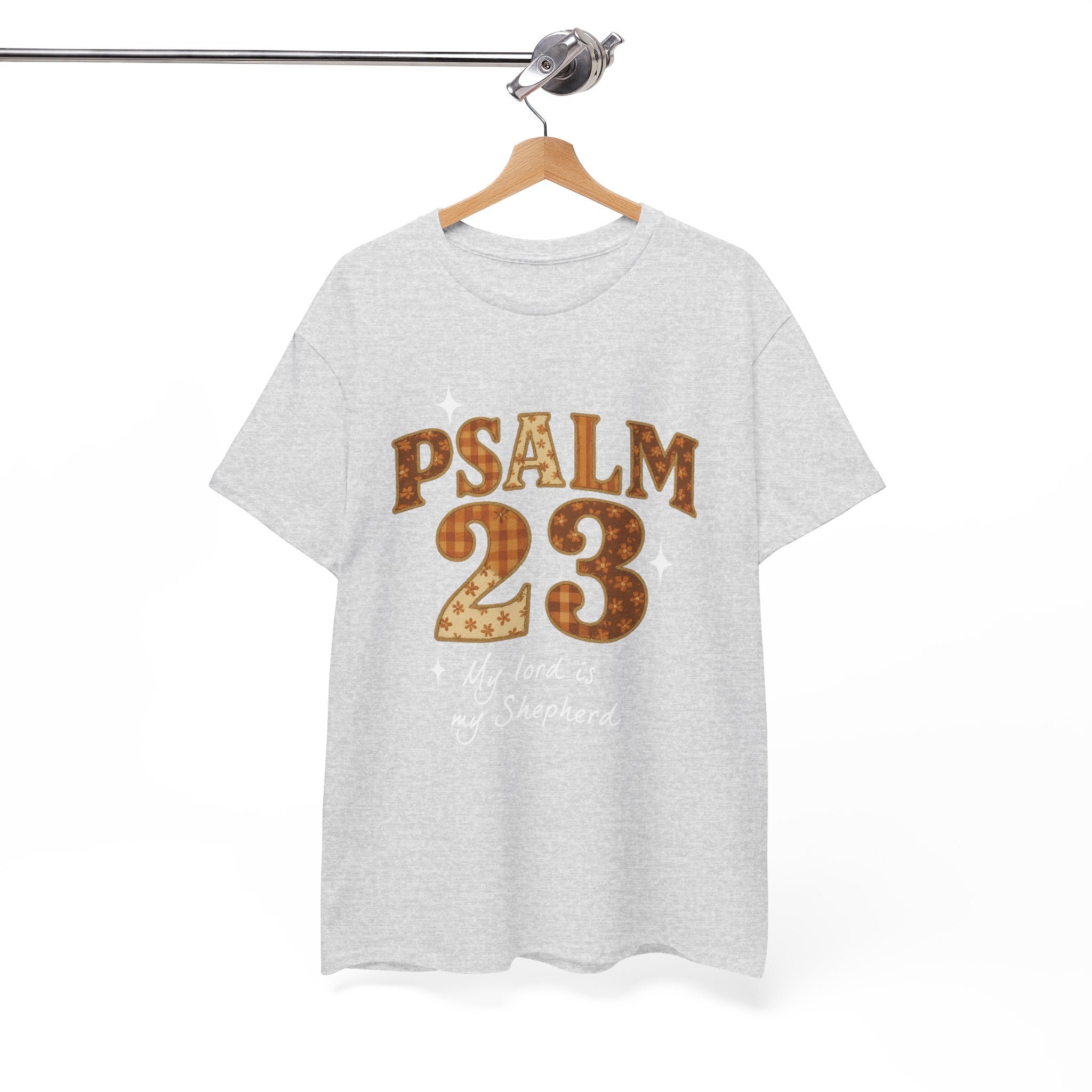 Psalm 23 Floral Tee — “My Lord Is My Shepherd” Stitched-Text Unisex Cotton Tee