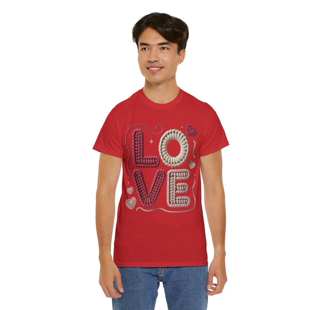 LOVE Faux Yarn Heart Unisex Cotton Tee