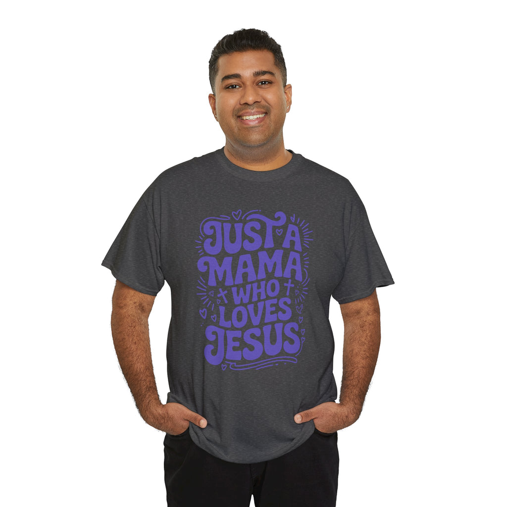 Mama Who Loves Jesus T-Shirt — Bright Green Bubbly Faith Unisex Cotton Tee