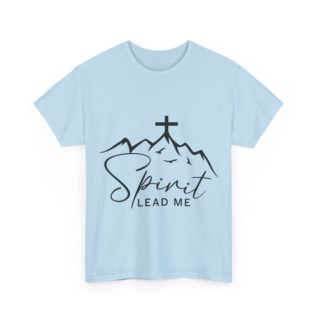 Spirit Lead Me Christian T‑Shirt — Minimalist Cross Unisex Cotton Tee