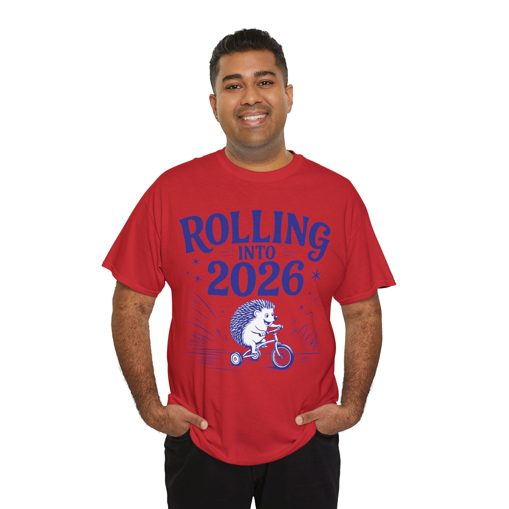 Rolling Into 2026 Hedgehog Tricycle Unisex Cotton Tee