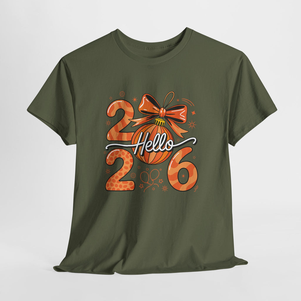 Hello 2026 Christmas Ornament Tee — Festive Orange Holiday Unisex Cotton T-Shirt
