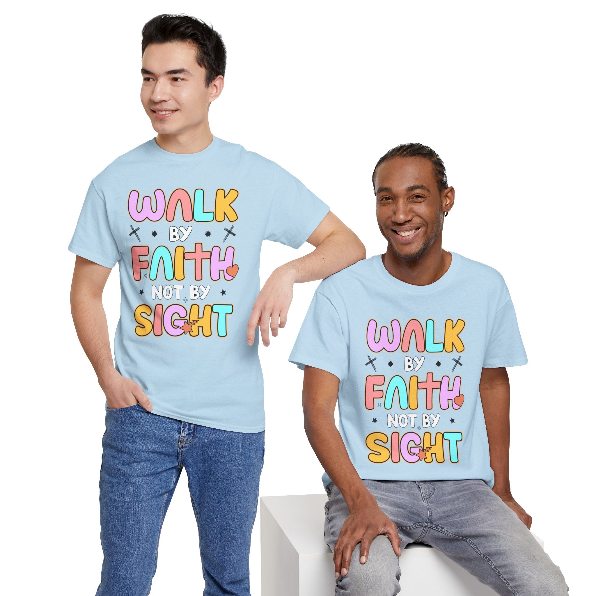 Walk by Faith Not by Sight T-Shirt — Pastel Christian Faith Unisex Cotton Tee