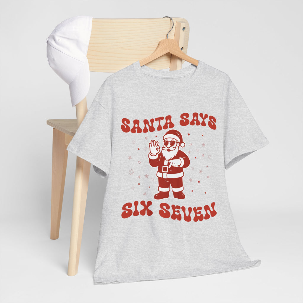 Retro 'Santa Says Six Seven' Christmas Unisex Cotton Tee
