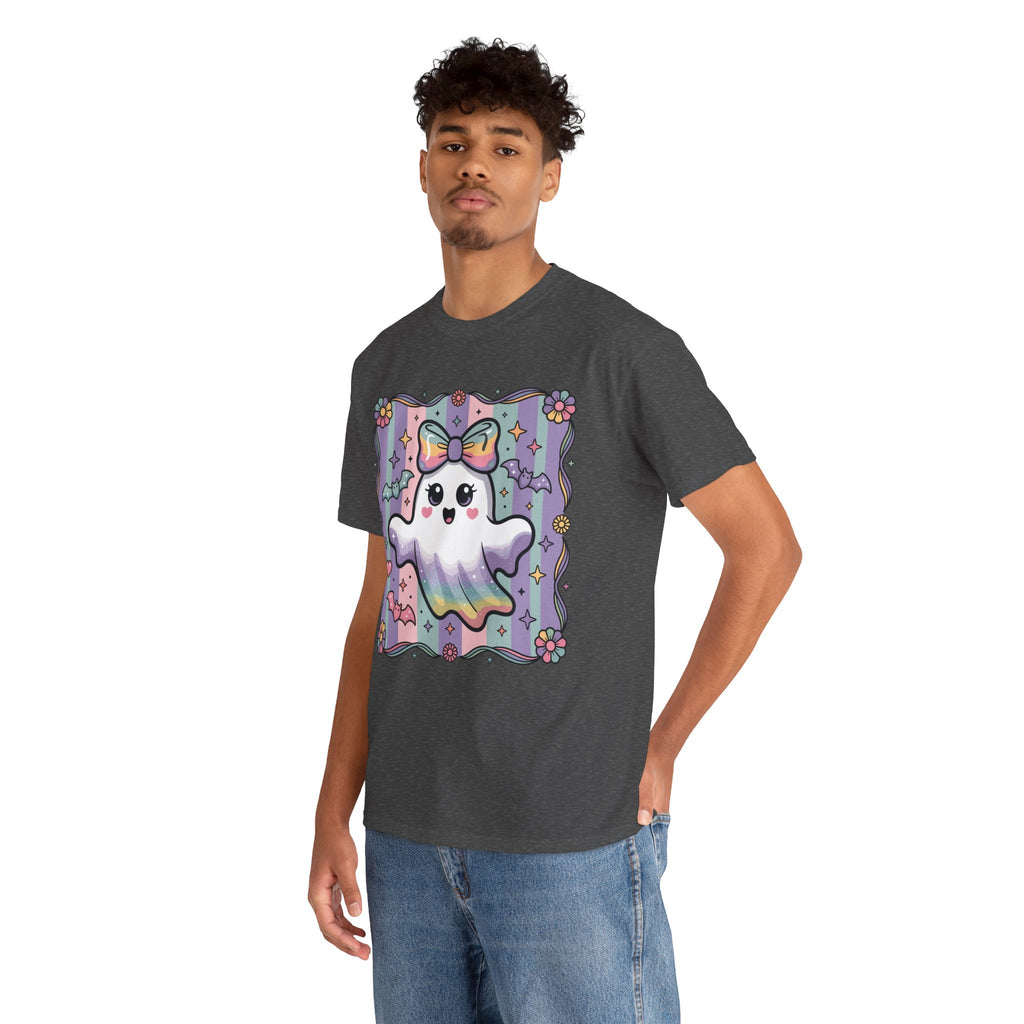 Pastel Ghost Rainbow Bow Unisex Cotton Tee