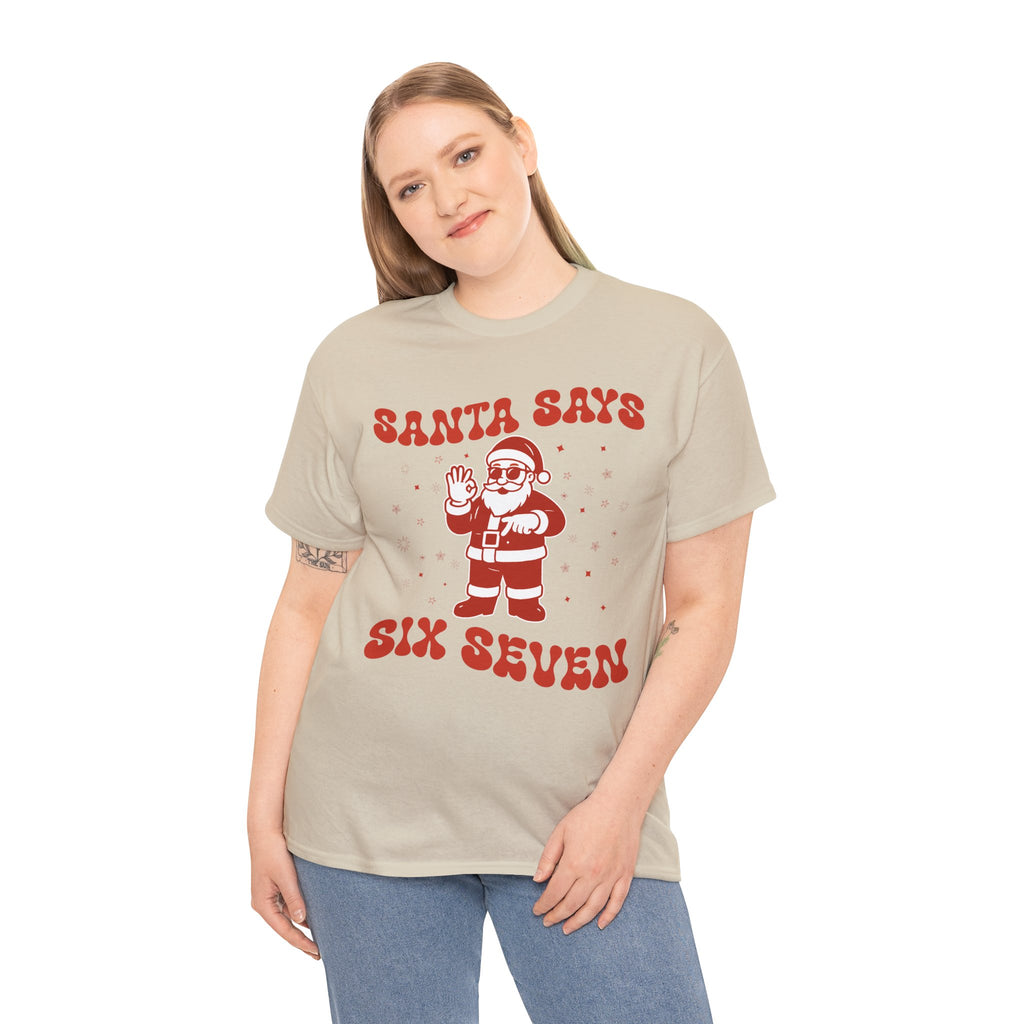 Retro 'Santa Says Six Seven' Christmas Unisex Cotton Tee