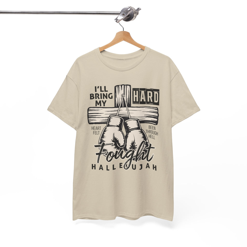 Christian Boxing Gloves Cross Tee — "I’ll Bring My Hard-Fought Heart."Unisex Cotton Tee